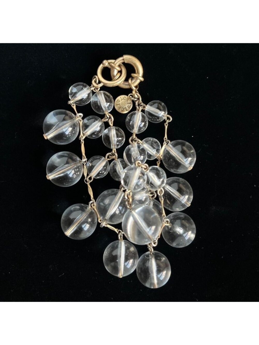 Vintage J.CREW Clear Lucite Bubble Charm Cluster Bracelet Chunky Gold Tone Y2K